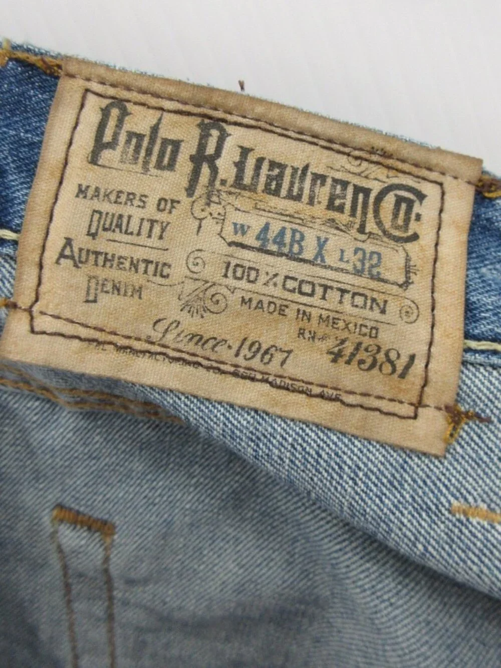 Polo Ralph Lauren Jeans 44X32 Big 867 Classic Fit Straight Leg Denim